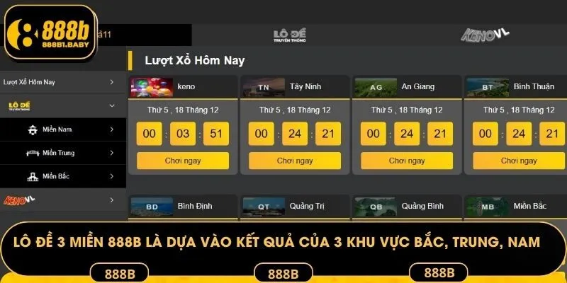 Lô đề 3 miền là dựa vào kết quả của 3 khu vực Bắc, Trung, Nam